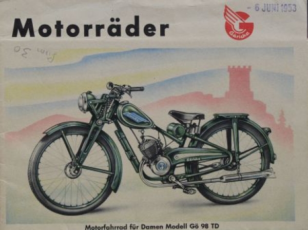 Goericke Motorbikes Goe 98 - 150 Modelprogram 1952 Motorbikebrochure (7260)